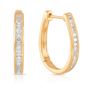 0.50ct TDW Diamond Huggie Hoop Earrings in 9ct Yellow Gold