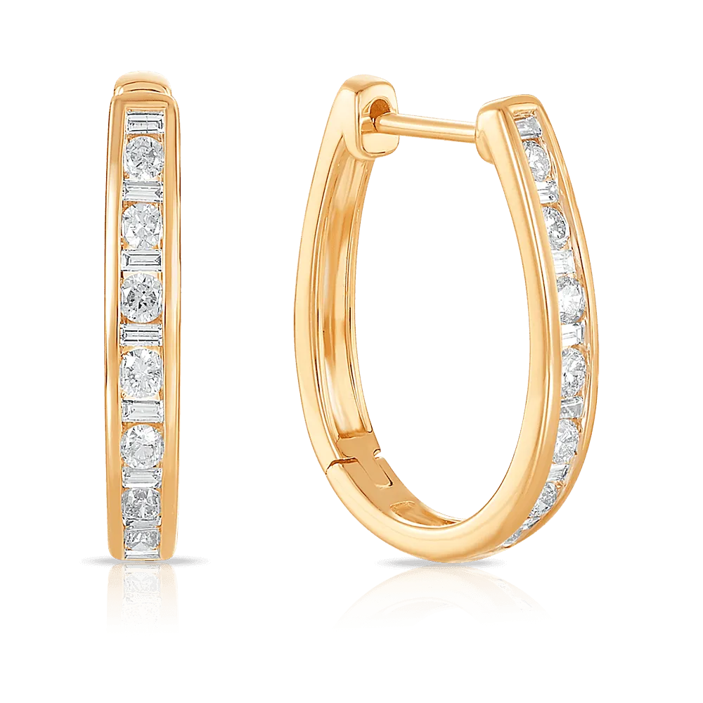 0.50ct TDW Diamond Huggie Hoop Earrings in 9ct Yellow Gold