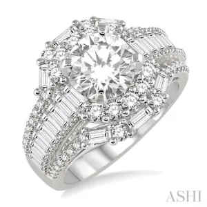 1 7/8 Ctw Diamond Semi-mount Engagement Ring in 14K White Gold