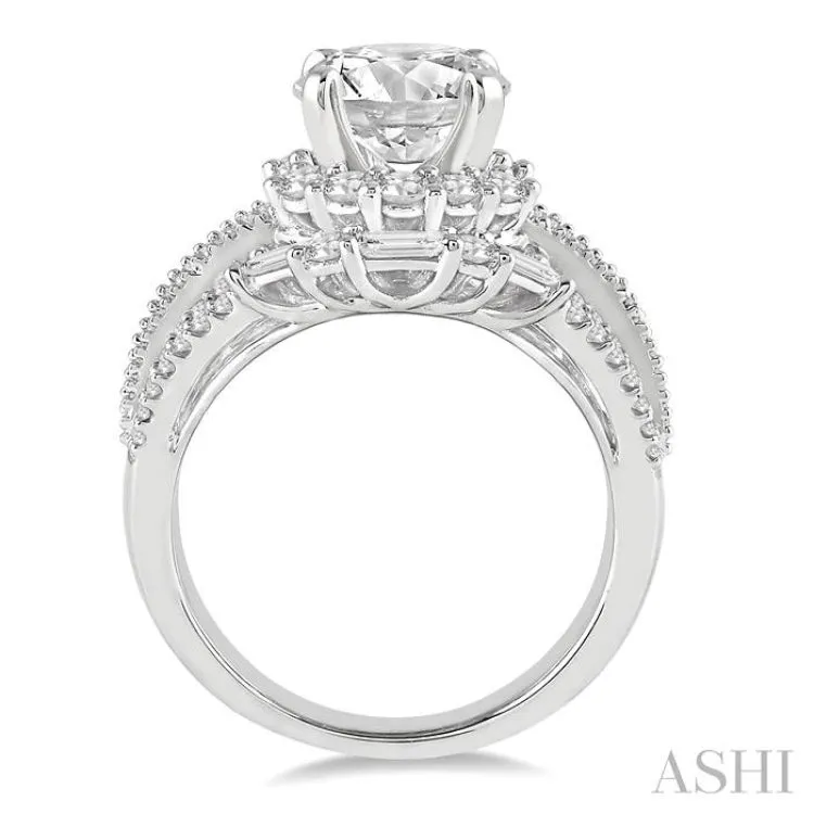 1 7/8 Ctw Diamond Semi-mount Engagement Ring in 14K White Gold