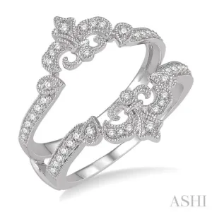 1/4 ctw Oval Fleur De Lis Round Cut Diamond Insert Ring in 14K White Gold