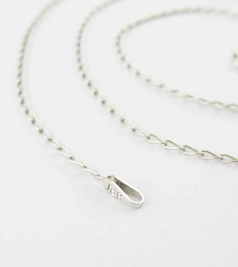 1.4 mm Long Curb Chain, Rhodium-Plated Sterling Silver