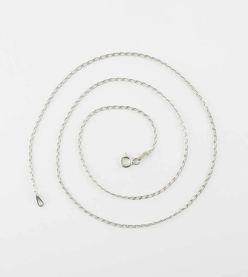 1.4 mm Long Curb Chain, Rhodium-Plated Sterling Silver