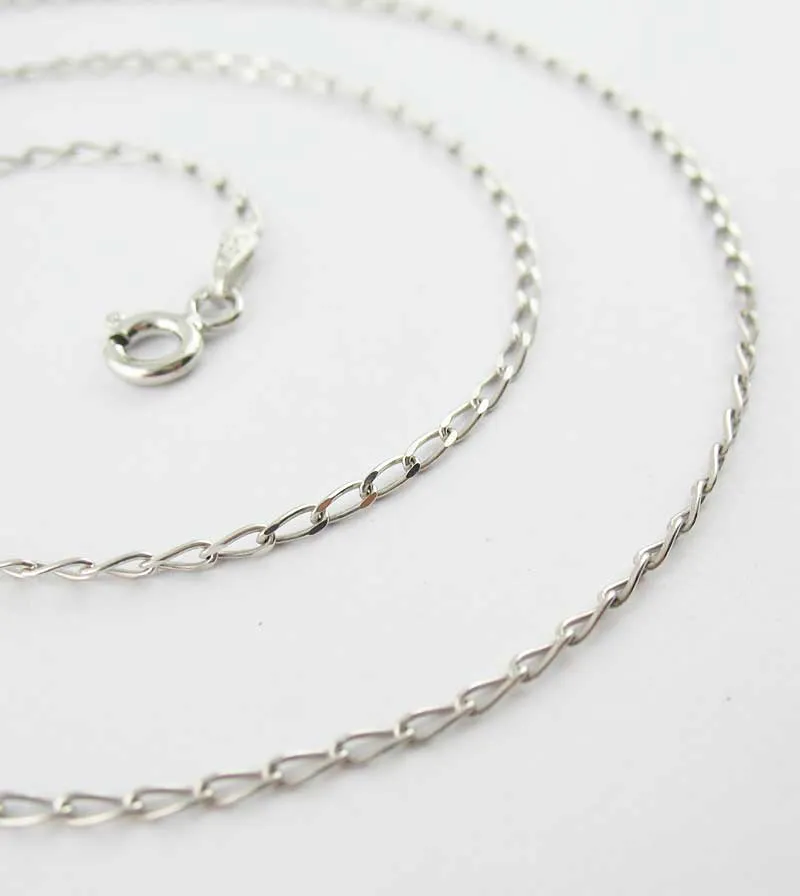 1.4 mm Long Curb Chain, Rhodium-Plated Sterling Silver