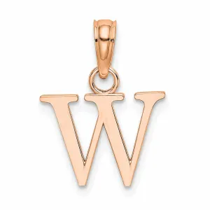 14K Rose Gold Block Design Small Letter W Initial Charm Pendant