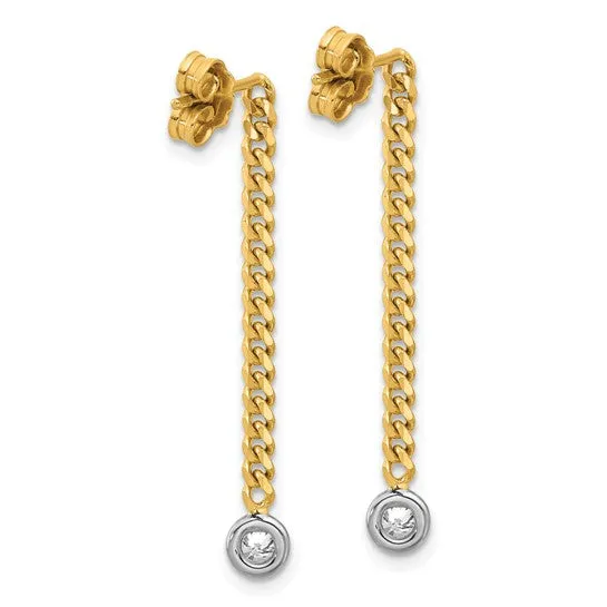 14K Two-tone Diamond Dangle Post Earrings