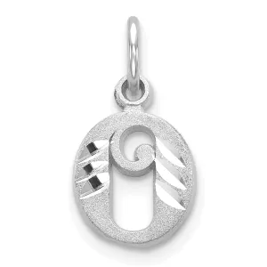 14k White Gold  Small Script Design Letter O Initial Charm Pendant