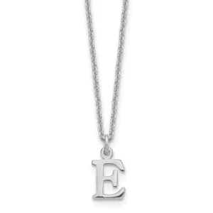 14k White Gold Tiny Cut Out Block Letter F Initial Pendant and Necklace