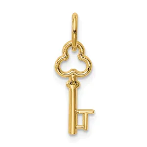 14K Yellow Gold Fancy Key Shape Design Letter T Initial Charm Pendant