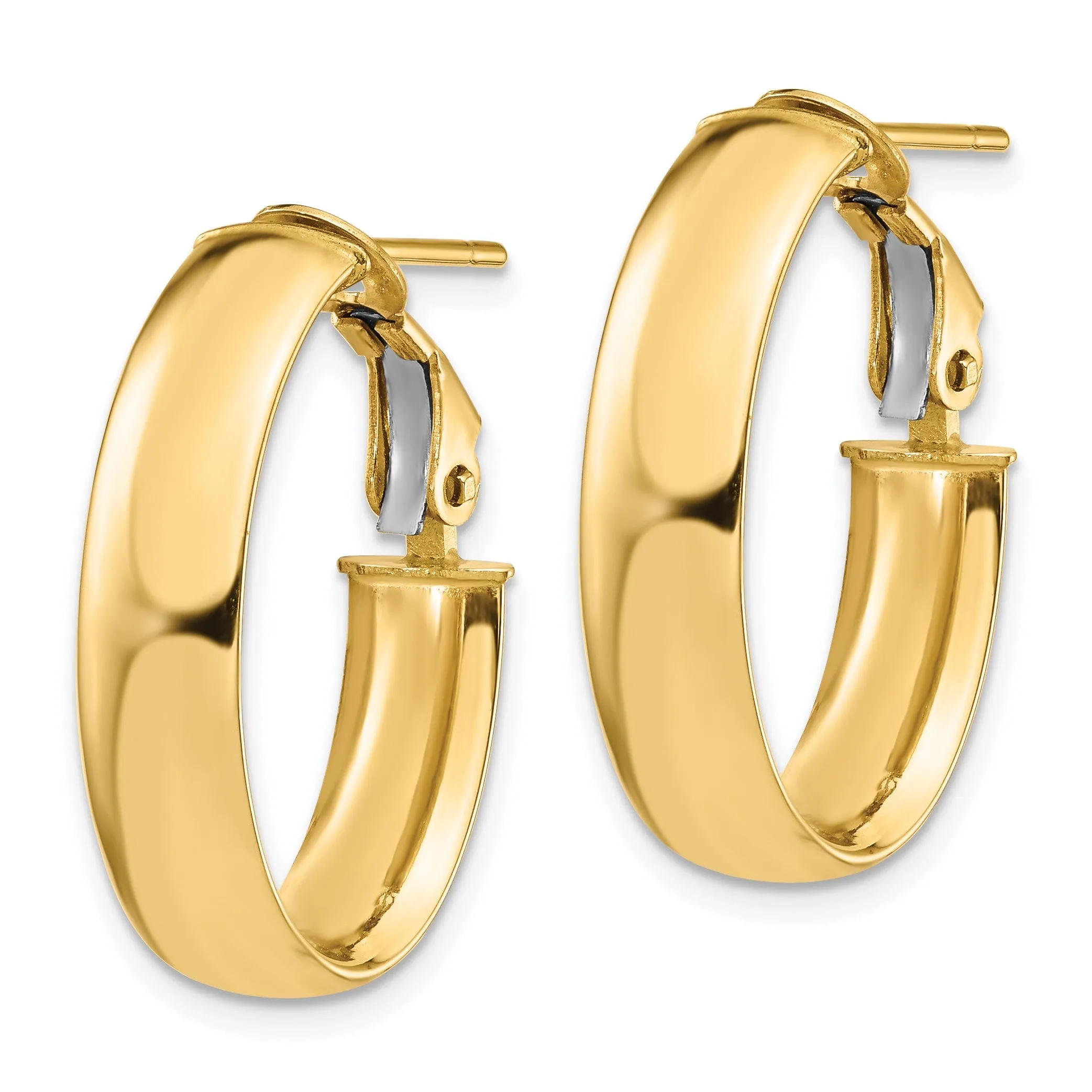 14k Yellow Gold High Polished Omega Hoop Earring