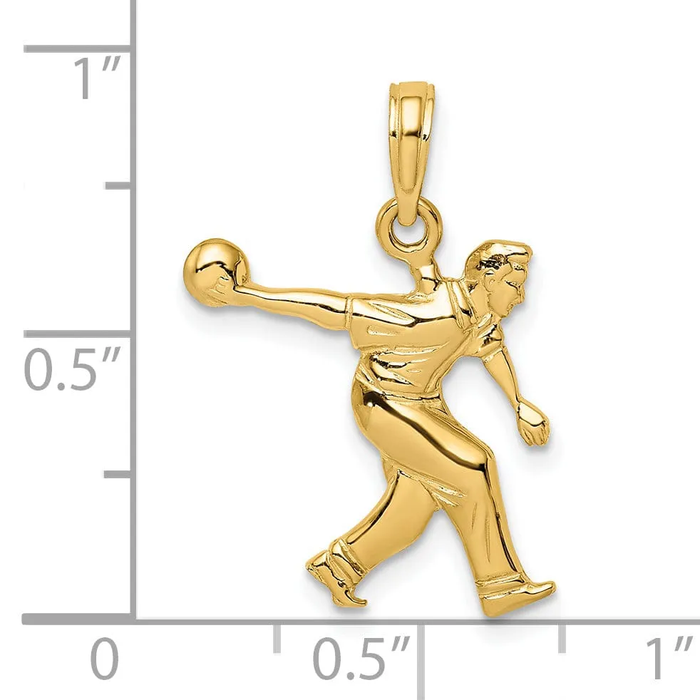 14K Yellow Gold Polished Male Bowling Charm Pendant