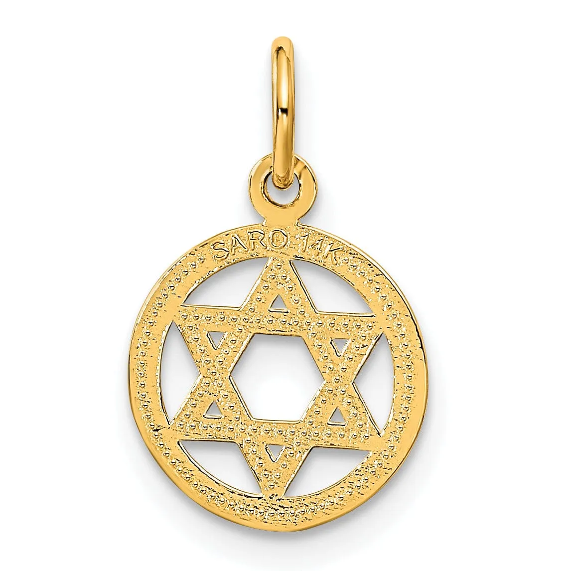 14k Yellow Gold Satin Polished D.C Round Shape Star of David Pendant