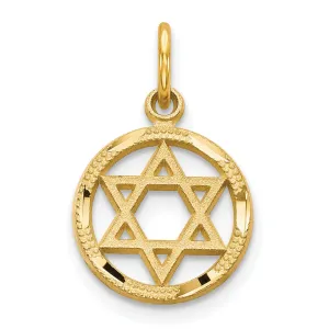 14k Yellow Gold Satin Polished D.C Round Shape Star of David Pendant