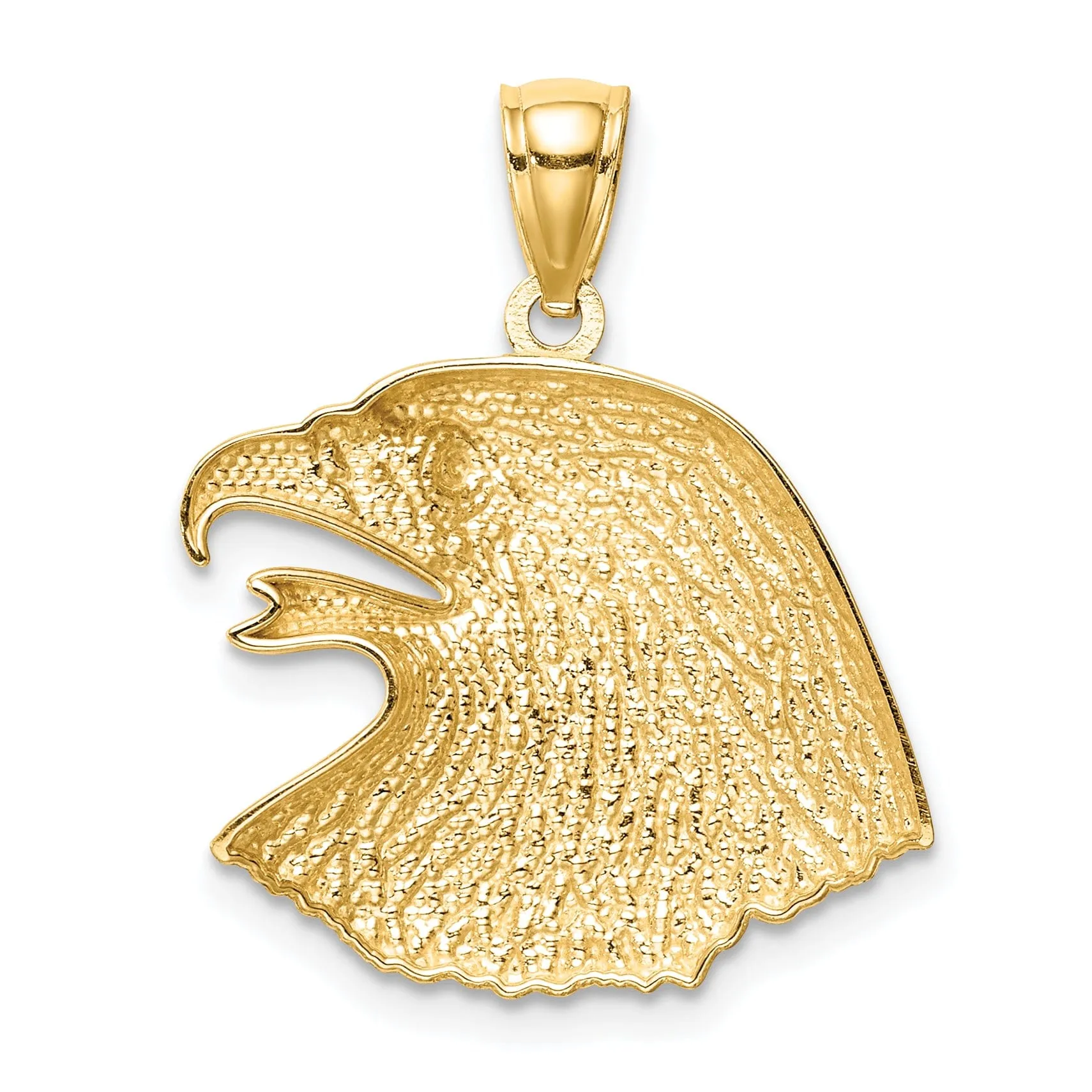 14k Yellow Gold Solid Polished Finish Eagle Head Men's Pendant