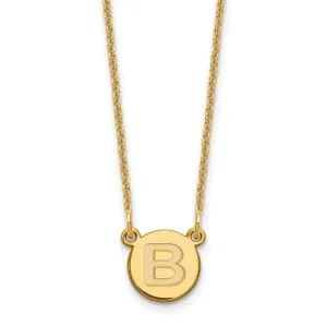 14k Yellow Gold Tiny Circle Block Letter C Initial Pendant and Necklace