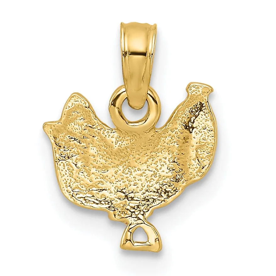 14k Yellow Gold White Rhodium Polished Textured Finish Horse Saddle Charm Pendant