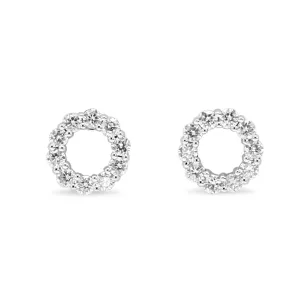 18ct White Gold Diamond Circle Stud Earrings