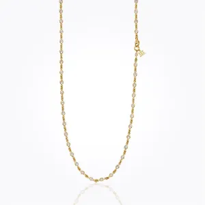 18K Classic Longchain Necklace with faceted white sapphire - 20-24"