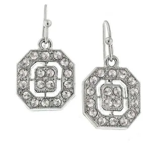 1928 Jewelry Clear Crystal Octagon Drop Earrings