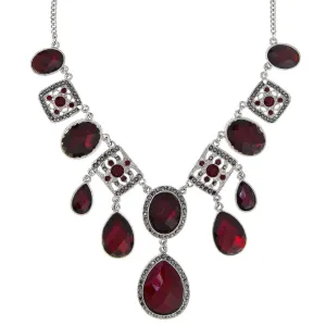 1928 Jewelry Regal Ruby Crystal Statement Necklace 16"   3" Extension