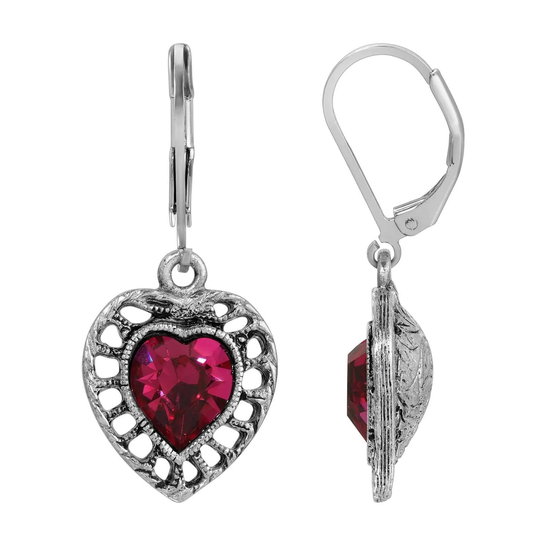 1928 Jewelry Sentimental Crystal Heart Drop Earrings