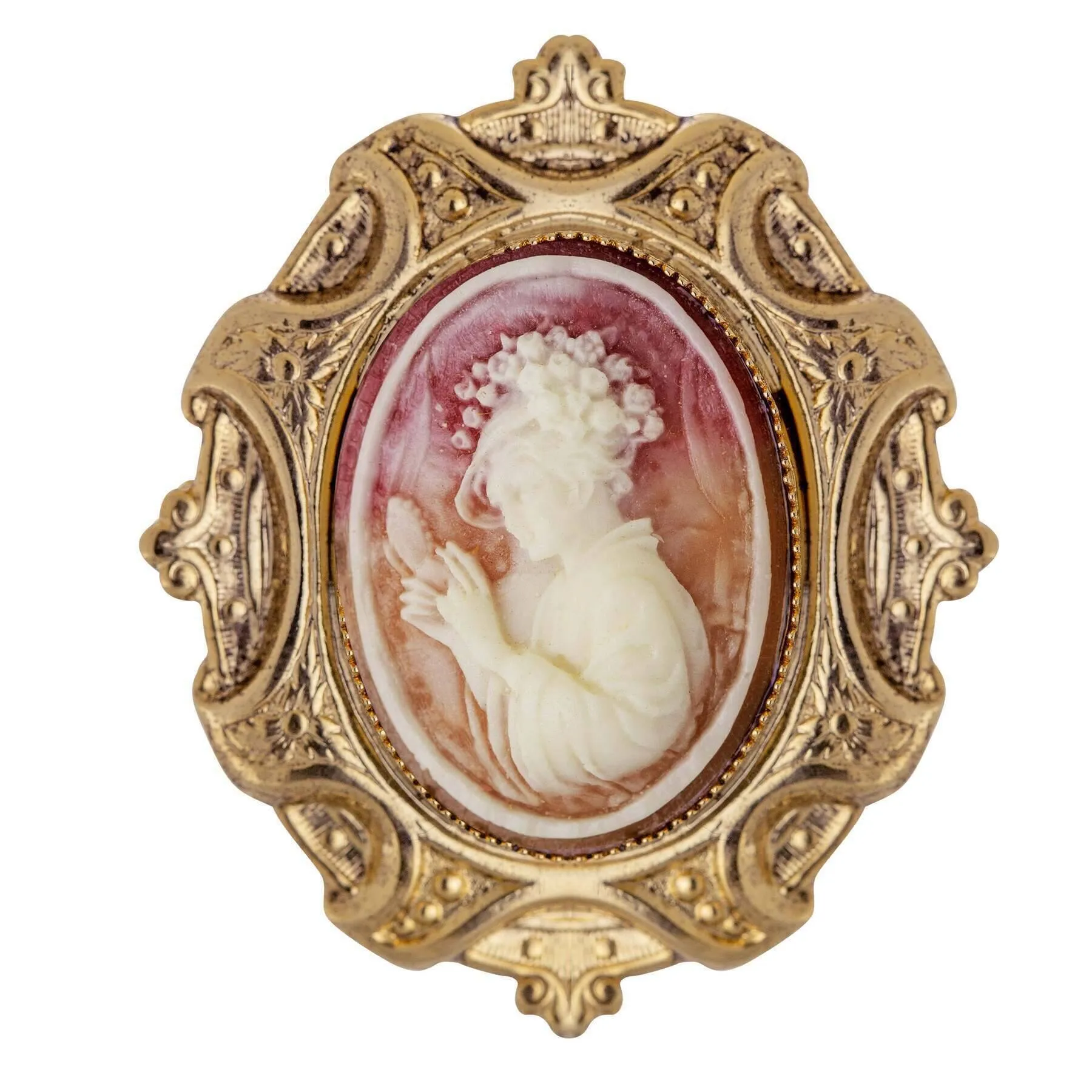 1928 Jewelry Victorian Reflections Carnelian & Ivory Cameo Brooch