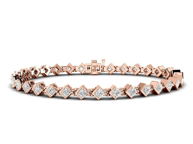 2.75-5.00 CT Princess Cut Lab Grown Diamonds - Diamond Bracelet