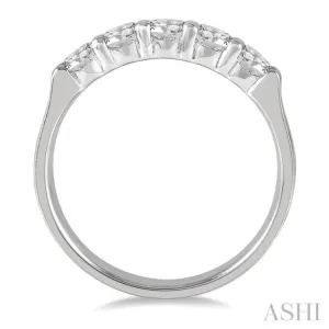 3/4 ctw 5 Stone Round Cut Diamond Wedding Band in 14K White Gold