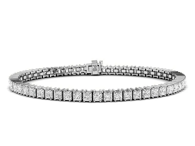 4.00-13.50 CT Princess Cut Lab Grown Diamonds - Tennis Bracelet