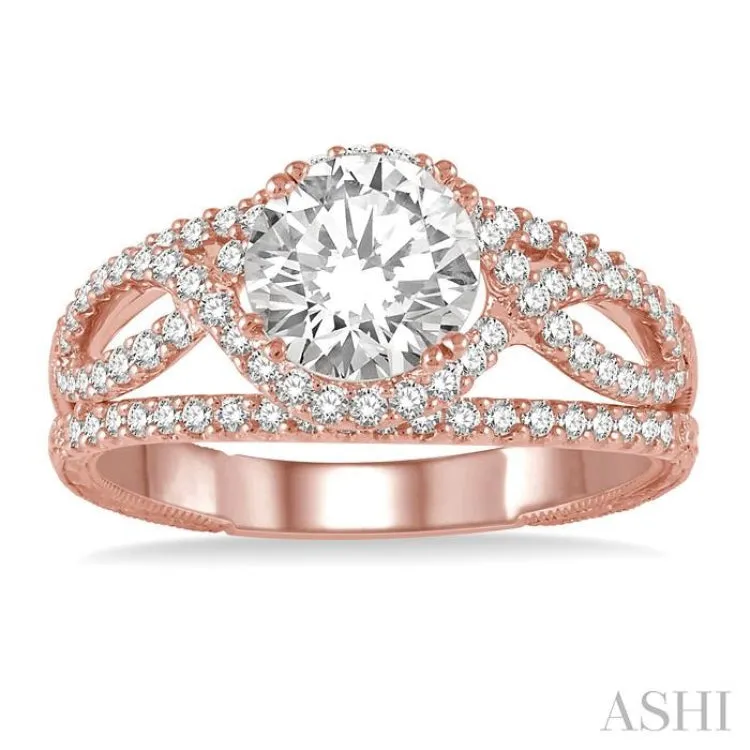 5/8 Ctw Diamond Semi-Mount Engagement Ring in 14K Rose Gold