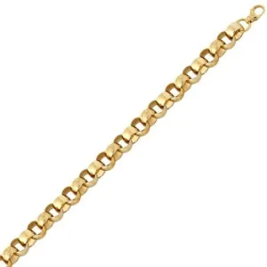 9ct Gold Solid 14.5mm 9 Inch Plain & Patterned Belcher Bracelet 51.9g