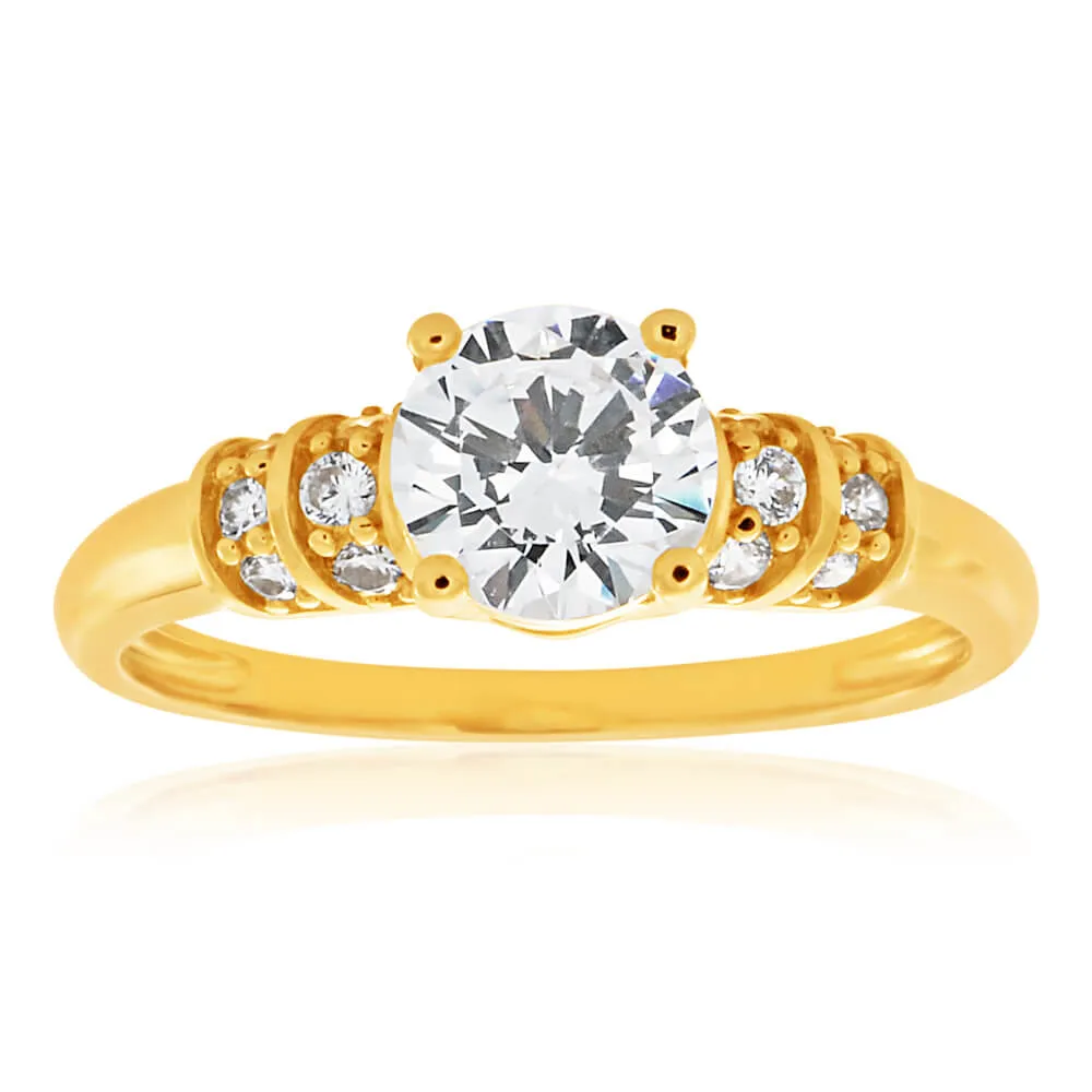 9ct Yellow Gold Majestic Cubic Zirconia Ring