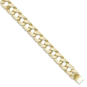 9ct Yellow Gold Solid 16mm 9 Inch Plain Curb Bracelet 53.0g