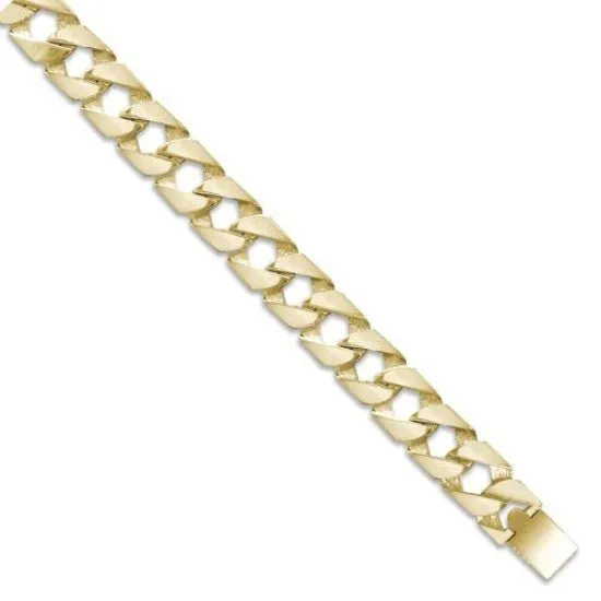 9ct Yellow Gold Solid 16mm 9 Inch Plain Curb Bracelet 53.0g