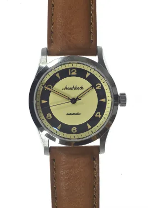 Aeschbach 1950s Pattern 25 Jewel Automatic Watch with Retro Luminous Paint, Sapphire Crystal and Calf Leather Strap