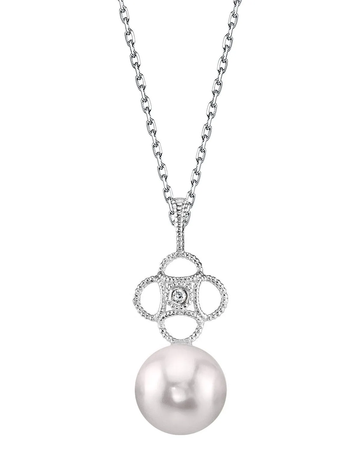 Akoya Pearl & Diamond Lacy Pendant