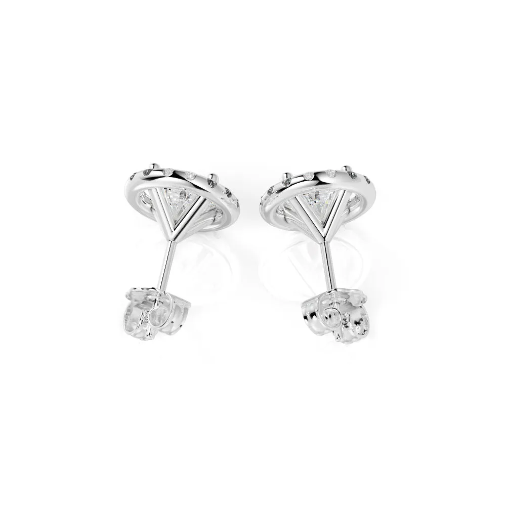 Amber Glow Halo Earrings 1 Natural Diamonds in White Gold