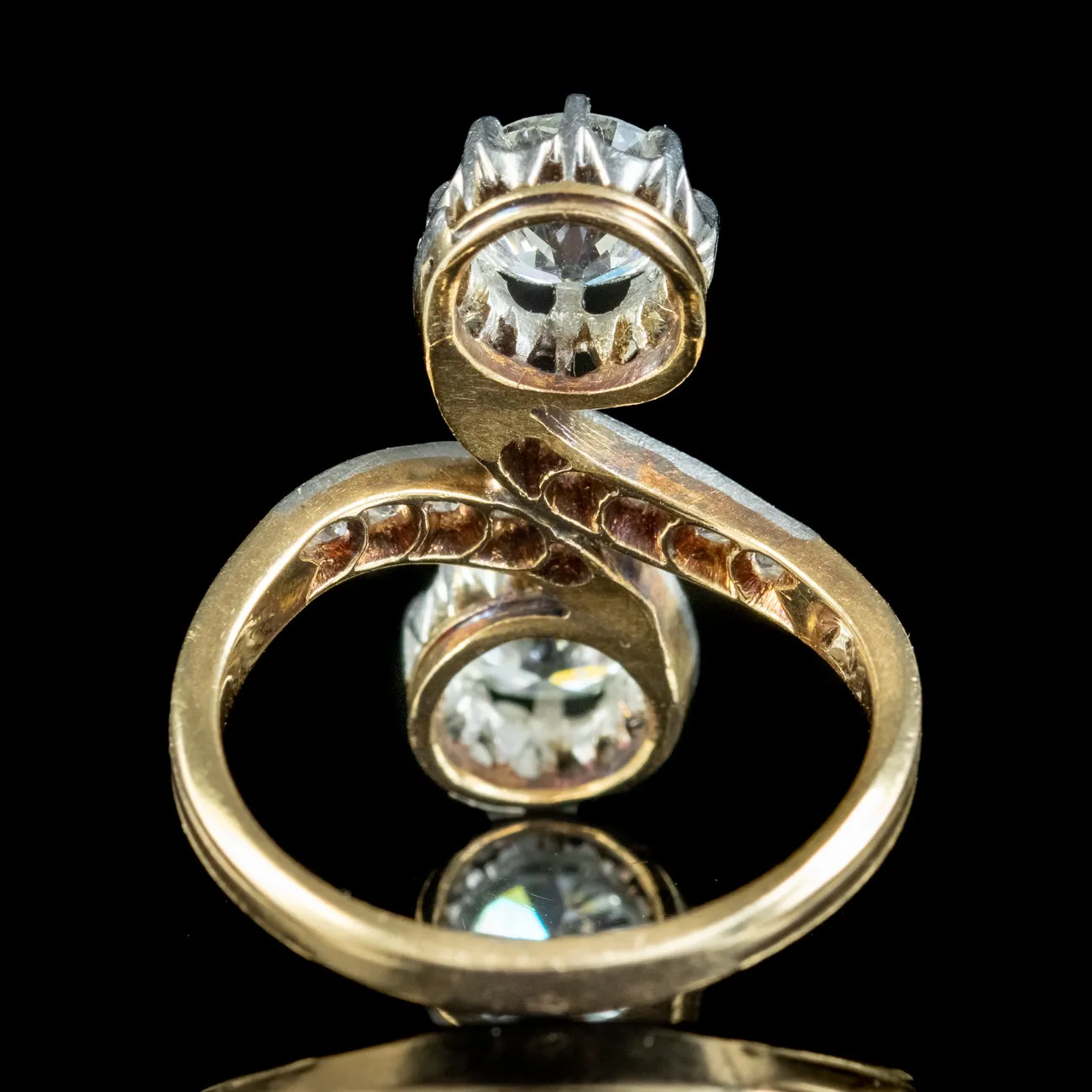 Antique Edwardian French Toi Et Moi Diamond Twist Ring 3ct Of Diamond