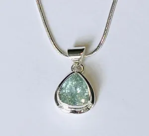 Aquamarine Pendant with Silver chain, Teardrop (PG86)