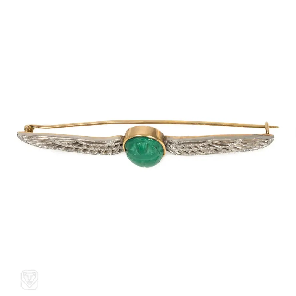 Art Deco Egyptian Revival scarab brooch, Cartier