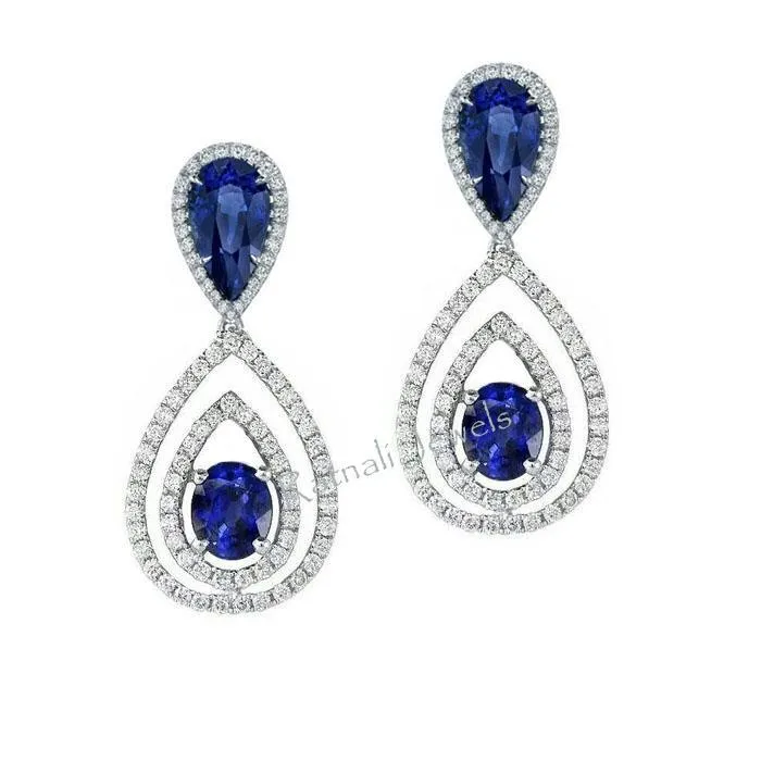 Azul | Simulated Diamond and blue Gemstone dangler Earrings