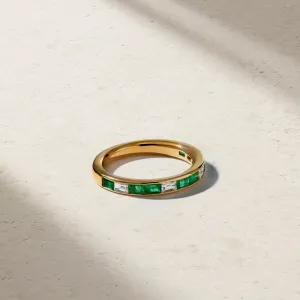 Baguette Emerald and Diamond Thread Ring