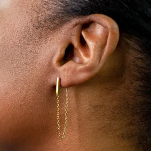 Bar Stud Chain Loop Earrings