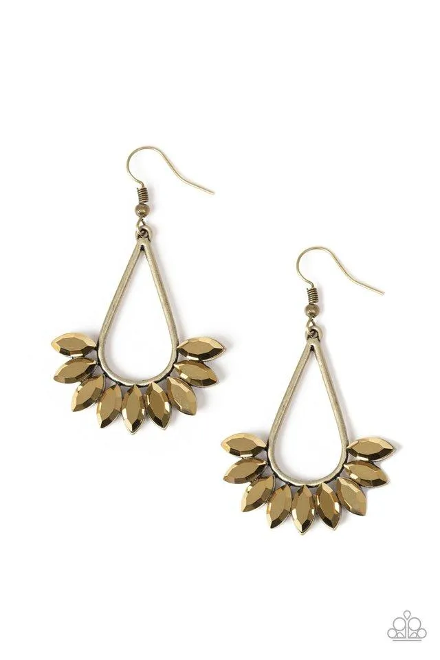 Be On Guard Brass Earrings - Paparazzi Accessories