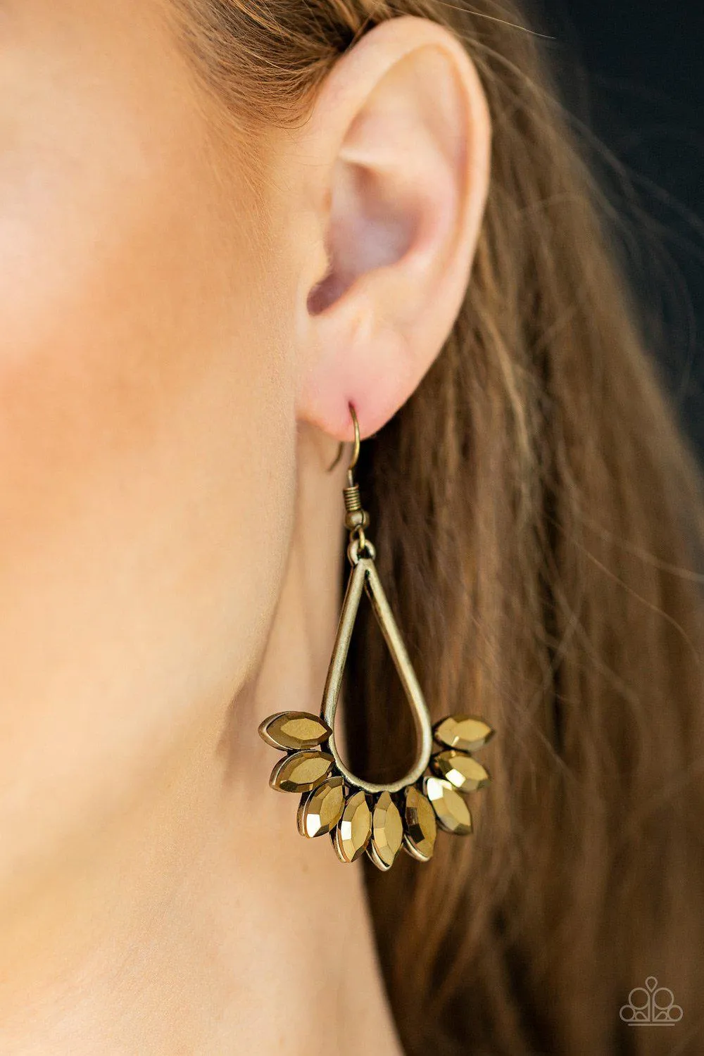 Be On Guard Brass Earrings - Paparazzi Accessories