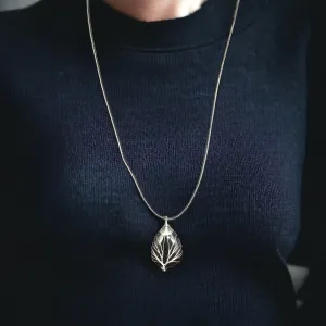 Black Gemstone Pendant Wrapped w/ Silver Tree of Life