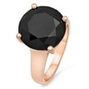 Black Stone Rose Gold Solitaire Ring