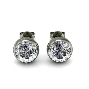 Blaire “Majestic” 18k White Gold Plated Stud Earrings with Swarovski Round Cut Crystals