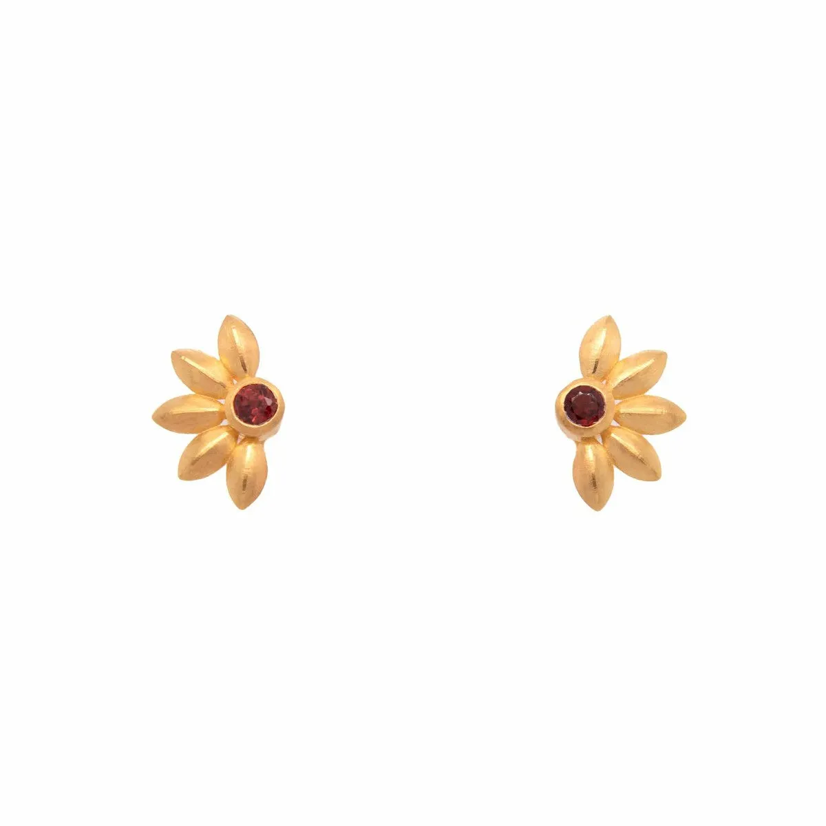 Bliss Garnet Flower 24K Gold Vermeil Earrings