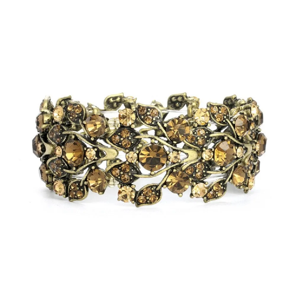 Bold Brown Crystal Vine Stretch Bracelet